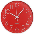 Wall Clock 10 Inch Non-Ticking Silent Modern Simple Style Round Decor Clock Red by BAKBRAND