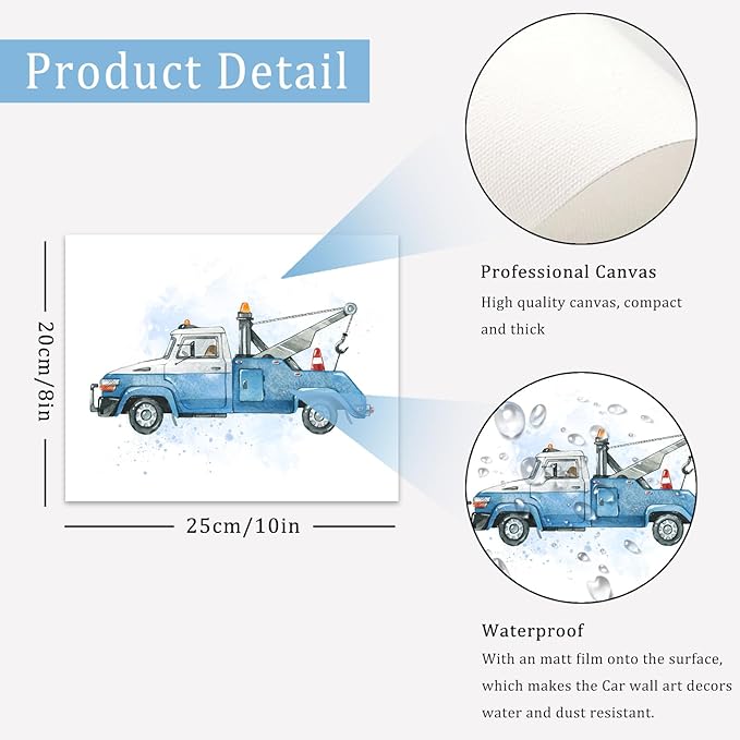 uniro Construction Room Decor for Boys, Truck Wall Art Print for Boys Room Decor - Image 6