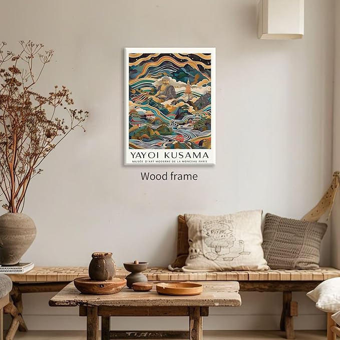 Yayoi Kusama Framed Wall Art Vintage Japanese Poster 12X16 in Abstract Buddha - Image 3