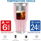 WETOWETO 30oz Tumbler, Stainless Steel Vacuum Insulated Water Coffee Tumbler Cup, Double Wall Powder Coated Spill-Proof Travel Mug Thermal Cup for Home Outdoor (Ice Pink, 1 Pack)