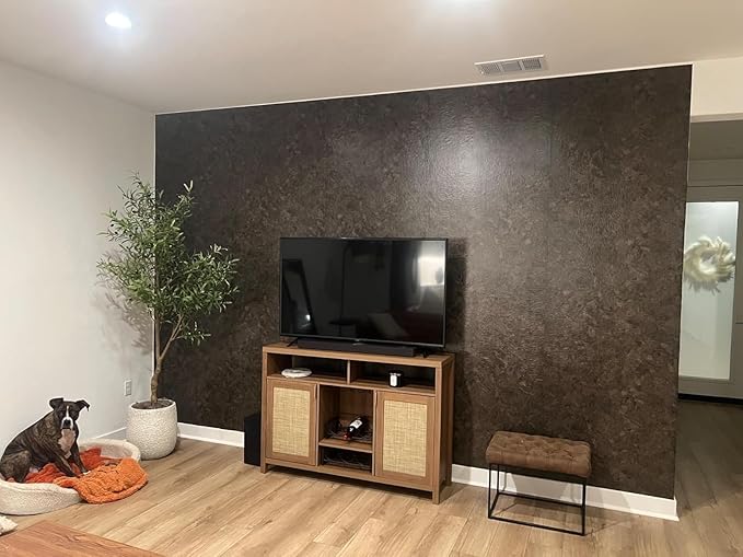 3yecao 16"×118" Thick Dark Tan Grey Concrete Wallpaper Peel and Stick Glossy - Image 9