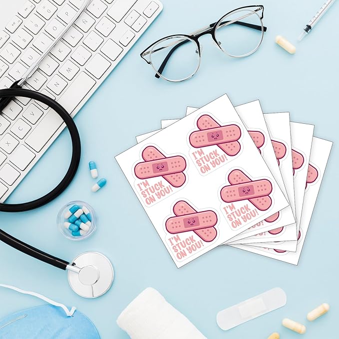 YAZMEEN 20 Pcs Cute Nurse Stickers I'm Stuck on You Medical Stickers Funny Appreciation Gift for RN LPN CNA Nurse Doctor Medical Assistant 2.5'' Nursing Stickers Decals for Water Bottle Laptop Phone