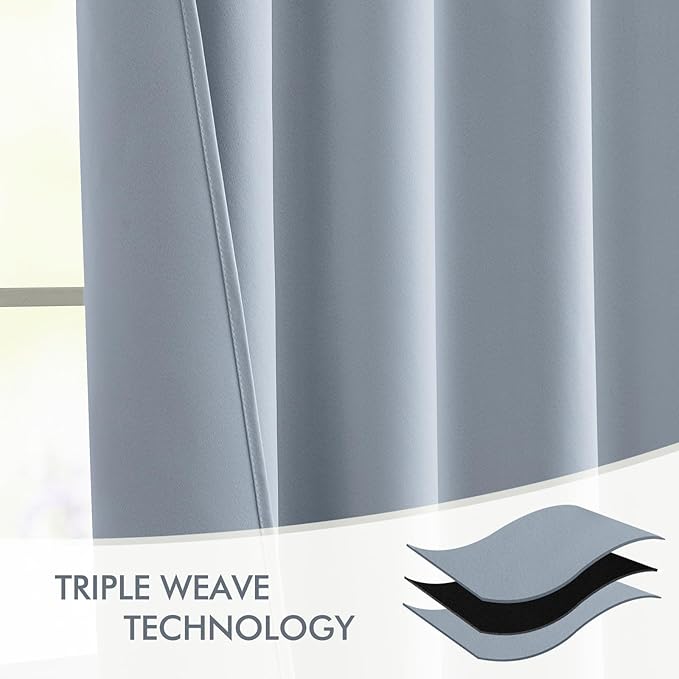 MIULEE Light Blue Back Tab Blackout Curtains 102 Inch Long 2 Panels Set - Image 7