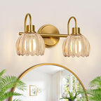 Bathroom Light Fixtures, 2-Light Brushed Gold Vanity Lights by Meybiok