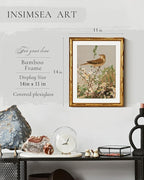 InSimSea Gold Bamboo Framed Canvas Wall Art, Spring Bird on Branch Paintings - Image 3