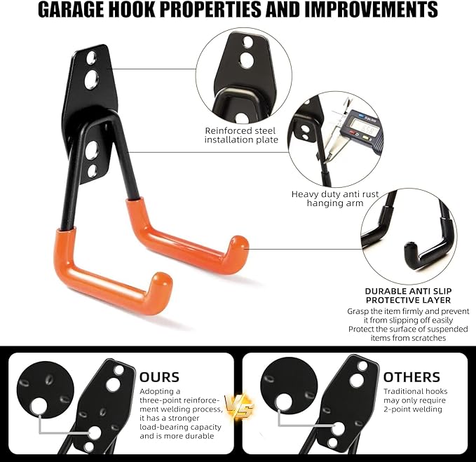 Garage Hooks, 12 Pack Wall Hooks - Image 3