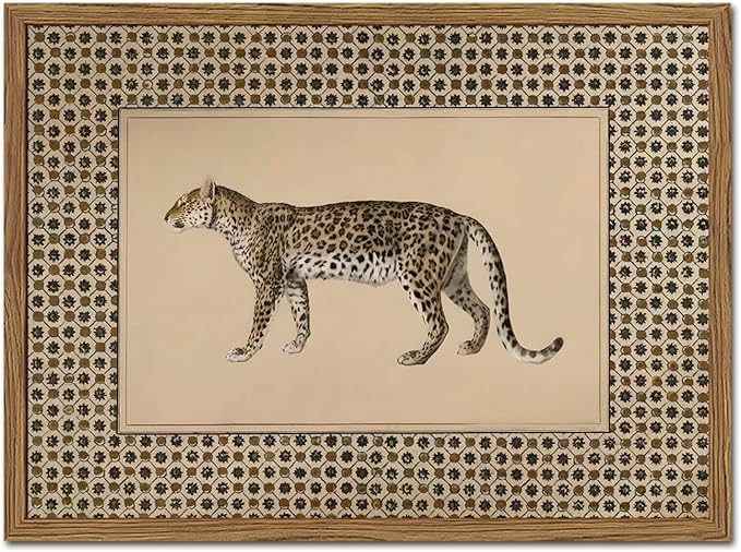 Vintage Leopard Wall Art Cheetah Safari Wall Decor Paintings, Wildlife Animal by YYNISPINWallArt
