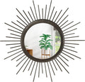 Large Sunburst Wall Mirror, Round Home Modern Metal Art Mirror by HLFMVWE