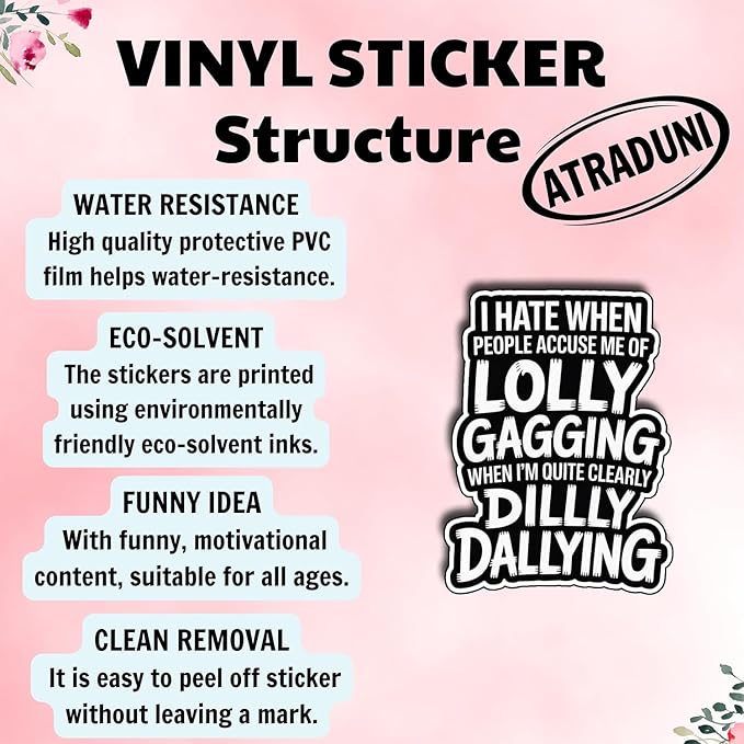 (3Pcs) I Hate When People Accuse Me of Lollygagging When I’m Clearly Dilly Dallying Sticker Vinyl Stickers for Water Bottles Laptop Phone Car Window Helmet Gifts Size 2.2" x 3"