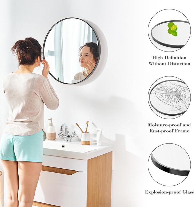 Sweetcrispy 24 Inch Round Wall Mirror - Image 4