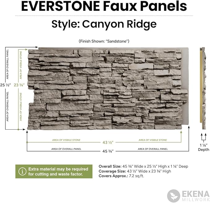 EverStone Canyon Ridge Faux Stone Panel, 45 3/4"W x 24 1/2"H x 1 1/4"D - Image 15