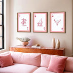 Set of 3 Western Cowgirl Wall Art Pink Bull Skull Wall Decor Painting - Image 2