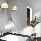 BEAUTYPEAK 30 Inch Round Mirror, Metal Frame Circle Mirror, Wall Mounted - Image 8