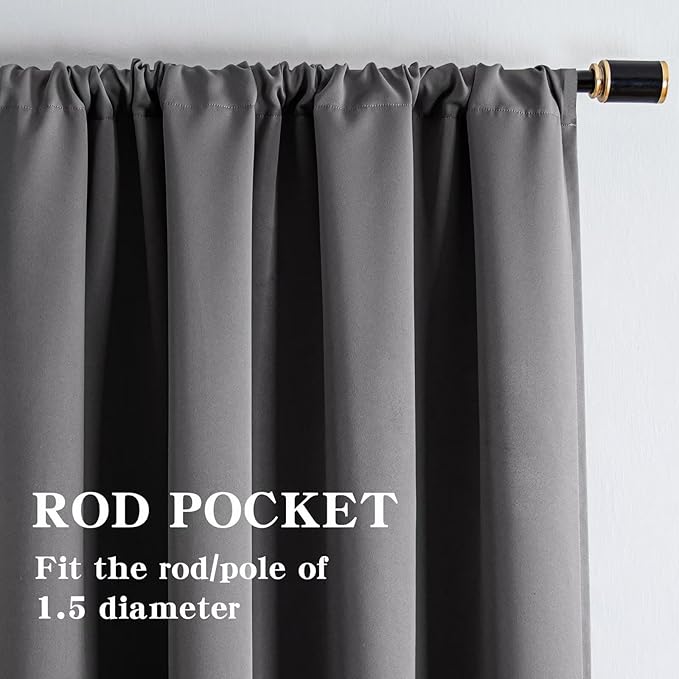 IGEMAEVE Blackout Curtains 108 Inch Length 2 Panels Set, Rod Pocket Energy - Image 2