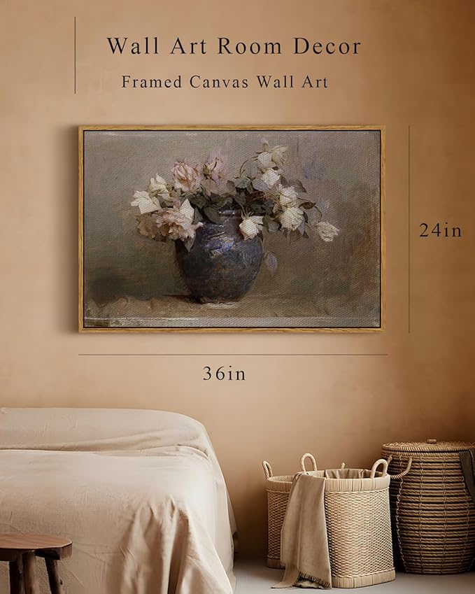 InSimSea Framed Canvas Wall Art Vintage Decor, Retro Floral Rustic Decorations - Image 5