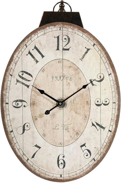 24" H * 18" W Large Oval Wall Clock, Vintage French Decorative Wall Clock - Image 2