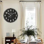 EMAX HOME Large Old Town Farmhouse Black Wall Clock 24 Inch Rustic Antique Wood - Image 3