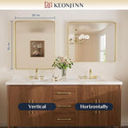 Keonjinn Gold Mirrors for Bathroom Sink, 30 x 36 Inch Rounded Rectangle Brushed - Image 8