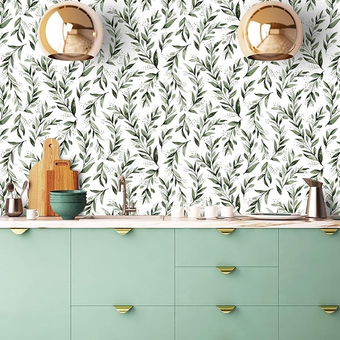 Livebor Green Leaf Wallpaper Peel and Stick Olive Leaf Contact Paper 17.7inch x - Image 6