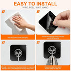 DDMY Black Heavy Duty Adhesive Hooks 2026 Upgraded 50lbs（Max） Sticky Wall Hooks - Image 7
