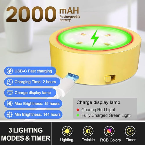 3 Pack Picture Lights for Wall, 13 RGB Color Rechargeable Battery Operated wall - Image 2