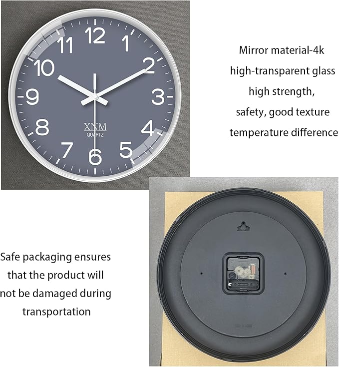 XNM Minimalist Wall Clocks Battery Operated Grey Analog Wall Clock - Image 7