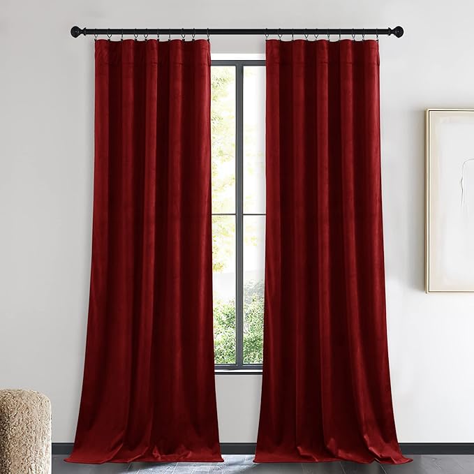 NICETOWN Christmas Red Velvet Curtains and Drapes, Extra Long Elegant Wall - Image 2