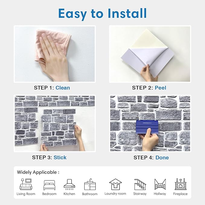 COMSTICKC 3D Faux Stone Wall Panel Peel and Stick Wall Tiles, Ultra-Light Thin - Image 6