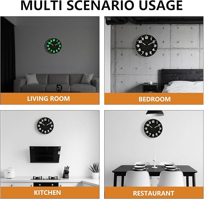 12 Inch Silent Wall Clocks Battery Operated, Glow in The Dark Wall Clock - Image 9