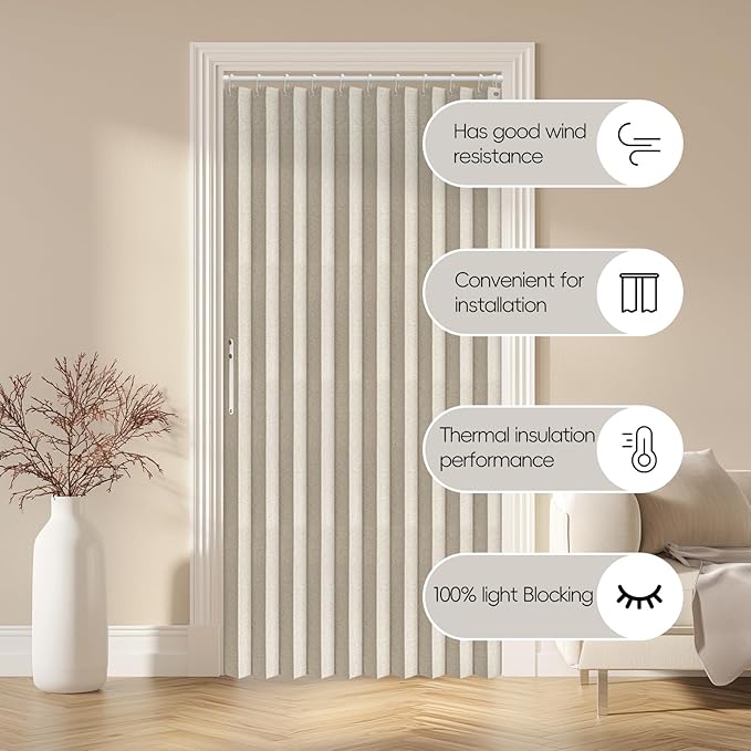 AJAZZ 100% Blackout Magnetic Door Curtain Accordion Doors Interior Accordion - Image 9