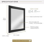 MCS 28x34 Large Wall Mirror, Brushed Black Frame & Beveled Detail Mirror - Image 3