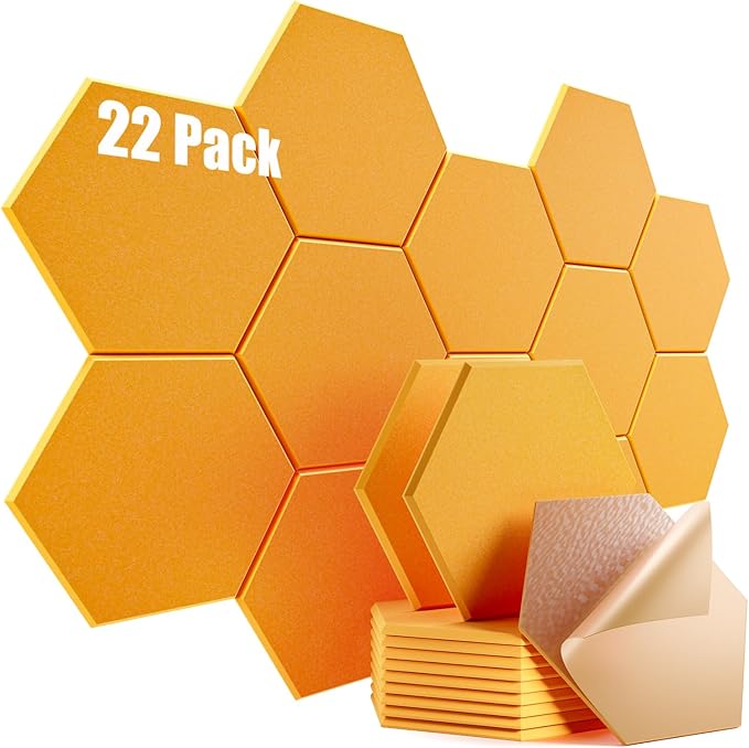 22 Pack Self-Adhesive Acoustic Panels 12" X 10" X 0.4" by Dailycooper