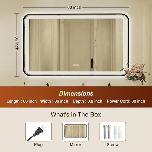 36x60 Inch LED Bathroom Mirror - Image 2