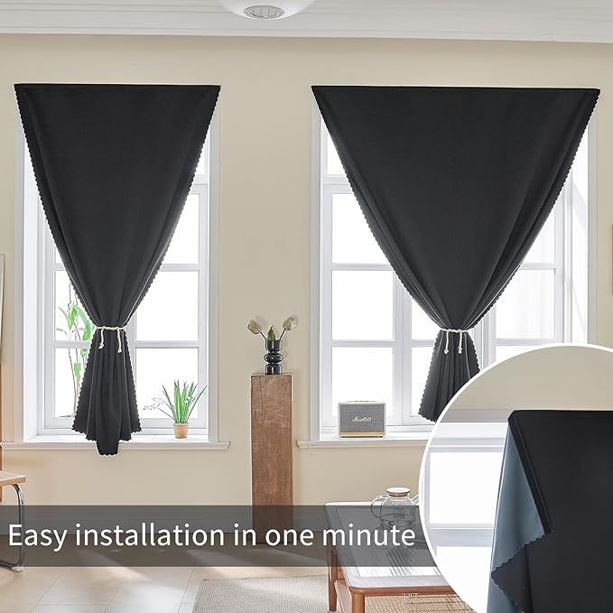 AJAZZ 100% Blackout Shades Window Cover Self Adhesive Curtains Sticky Curtain - Image 7