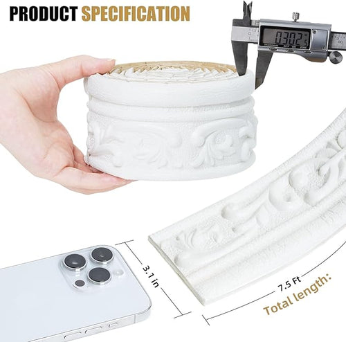 90" x 3.1" Peel Stick Foam Molding Trim Self Adhesive, Crown Molding Wallpaper - Image 2