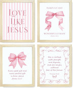 LARTSFRO Coquette Pink Bow Jesus Wall Art Decor Posters, Inspirational Bible by Unknown