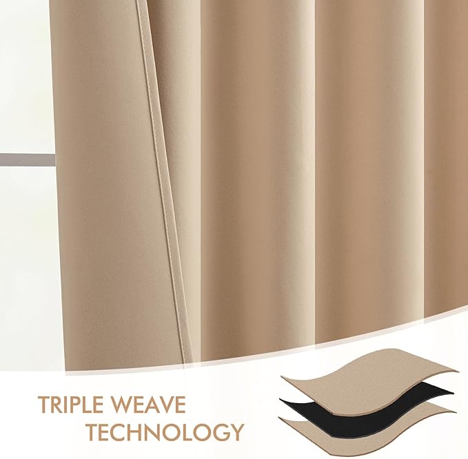 MIULEE Beige Back Tab Blackout Curtains 72 Inch Length 2 Panels Set - Image 7