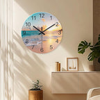 Round Blue Glass Office Wall Clock Decorative 24 Inch Beach Extra Large Wall - Image 5