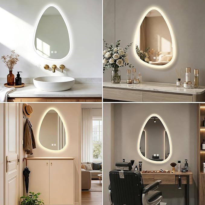 20x28 LED Bathroom Mirror with Lights Irregular, Lighted Bathroom Vanity Mirror - Image 6