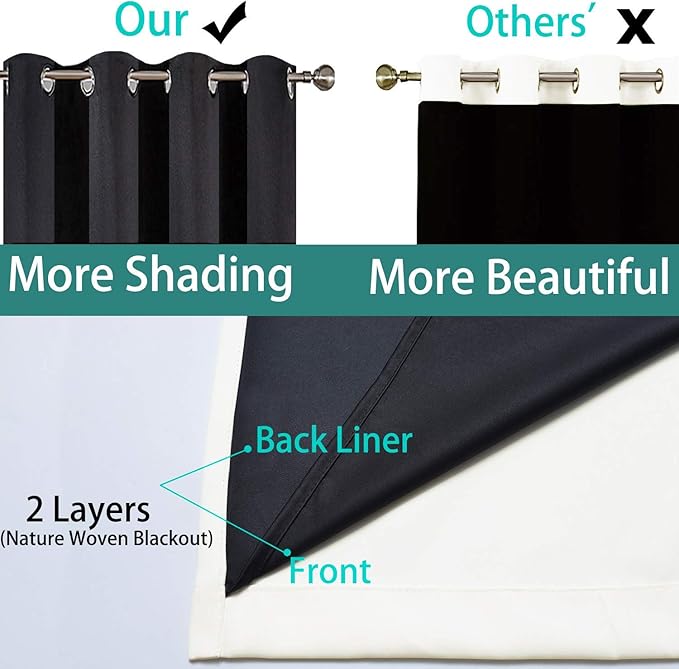 Yakamok Extra Wide 100% Blackout Full Shading Curtains - Image 5