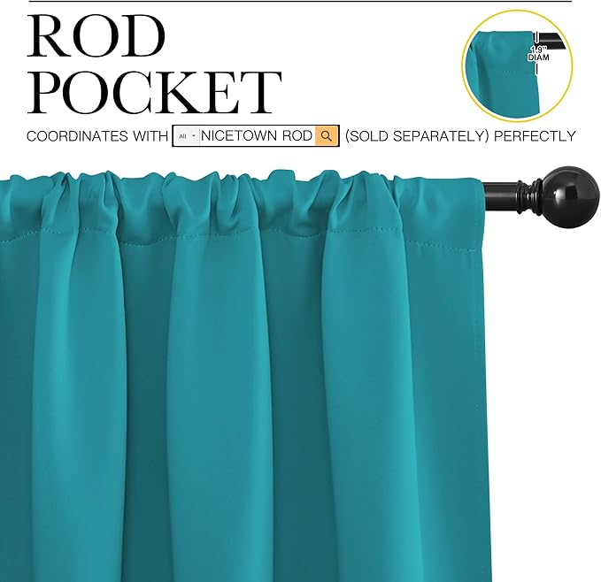 NICETOWN RV Blackout Curtains for Camper Windows, Peacock Blue, Short Blackout - Image 2