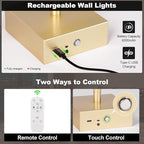 Battery Operated Wall Sconce, 3000K-6000K Dimmable Gold Wall Lights - Image 5