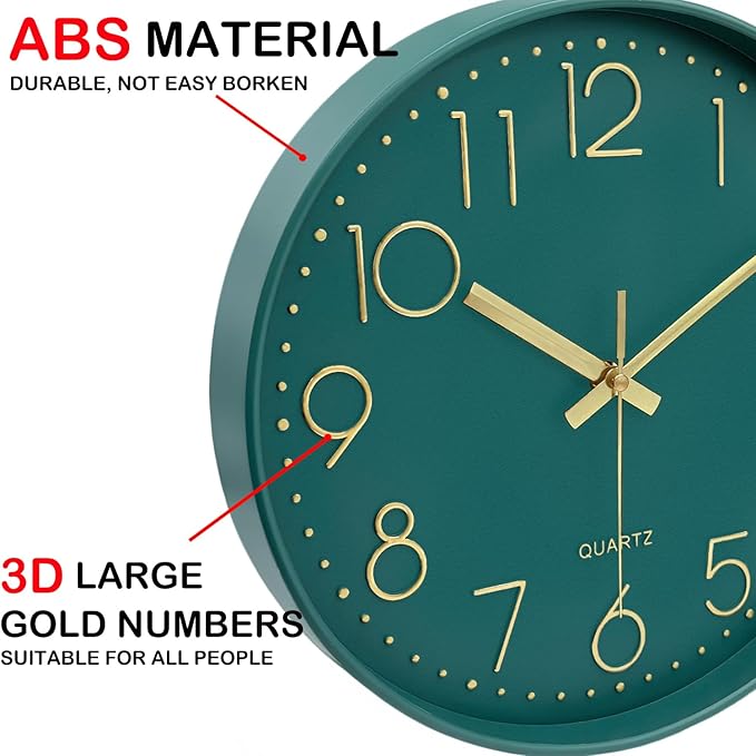 Wall Clock, Silent Wall Clocks Battery Operated 10 Inch- Modern Non Ticking - Image 7