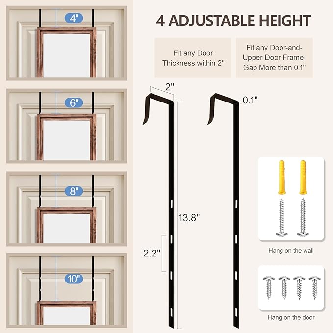 48"x14" Door Mirror, Rustic Full Length Mirror, Over The Door Hanging Mirrors - Image 5