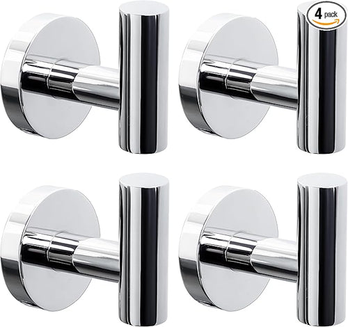 4 Pack Bath Towel Hooks, Wall Mount Towel Holder Chrome Finish Towel Rack by Homagic