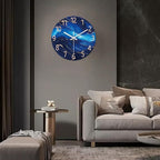 Blue Glass Wall Clocks Battery Operated 20 Inch Marble Large Wall Clocks - Image 4