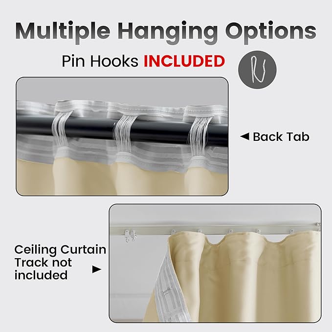 Back Tab Room Divider Curtains, Extra Wide Theater Curtains - Image 2