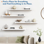 Harwaya White Wood Floating Shelves 36 Inches Long Set of 2, Large Modern Wall - Image 6