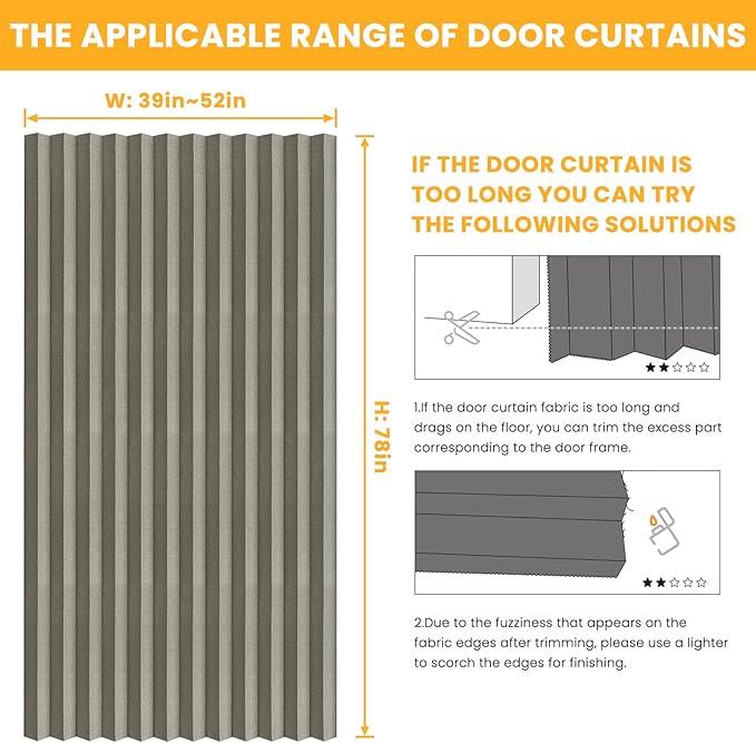 AJAZZ 100% Blackout Magnetic Door Curtain Accordion Doors Interior Closet Door - Image 4