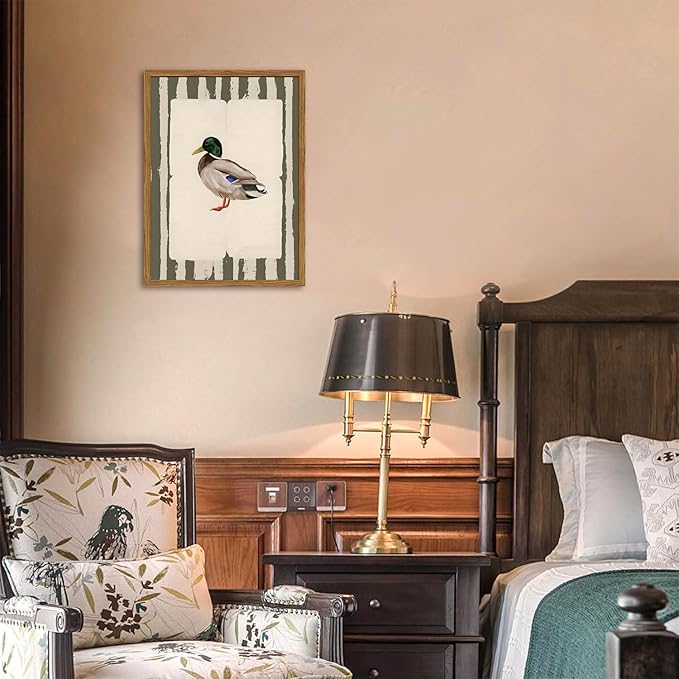 Framed Vintage Mallard Duck Wall Art, Country Farmhouse Duck Pictures Wall Decor - Image 4
